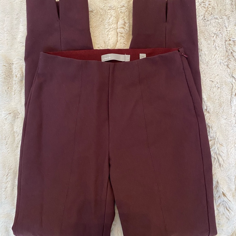 VINCE burgundy stretch pants leggings skinny XS
